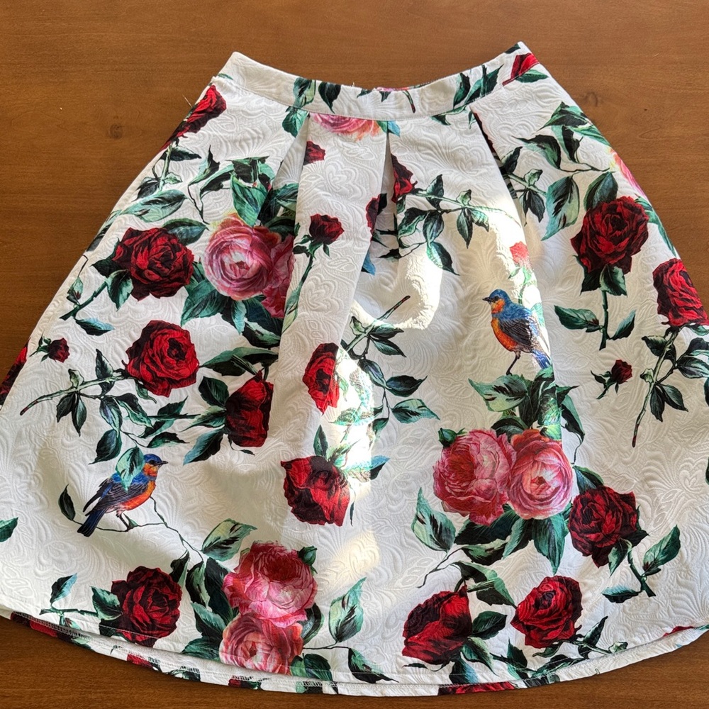 Forever 21 Floral A-Line Skirt - Red, Green, and Blue
